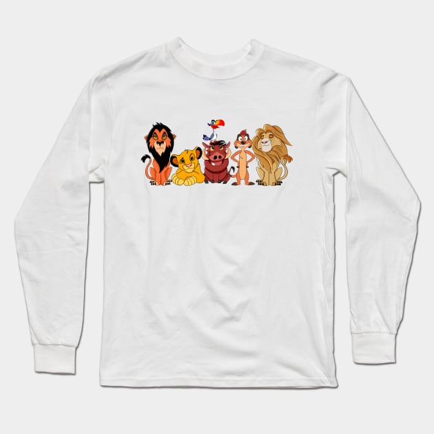 Cute set The Lion King character, Timone and Pumba, Simba, Mofasa Long Sleeve T-Shirt by PrimeStore